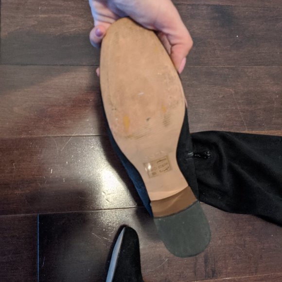 Black Suede Style Over The Knee Boots - Picture 3 of 4